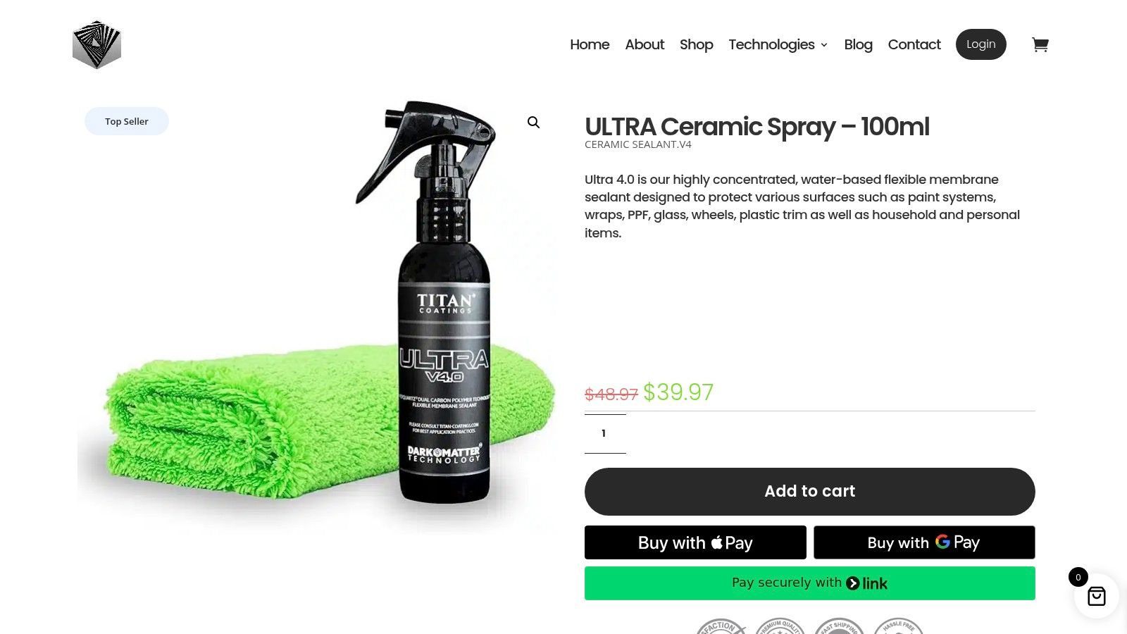 Screenshot from https://titancoatings.us/product/ultra-ceramic-spray/