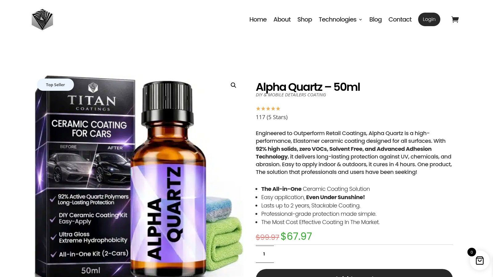 Screenshot from https://titancoatings.us/product/alpha-quartz-ceramic-coatings/