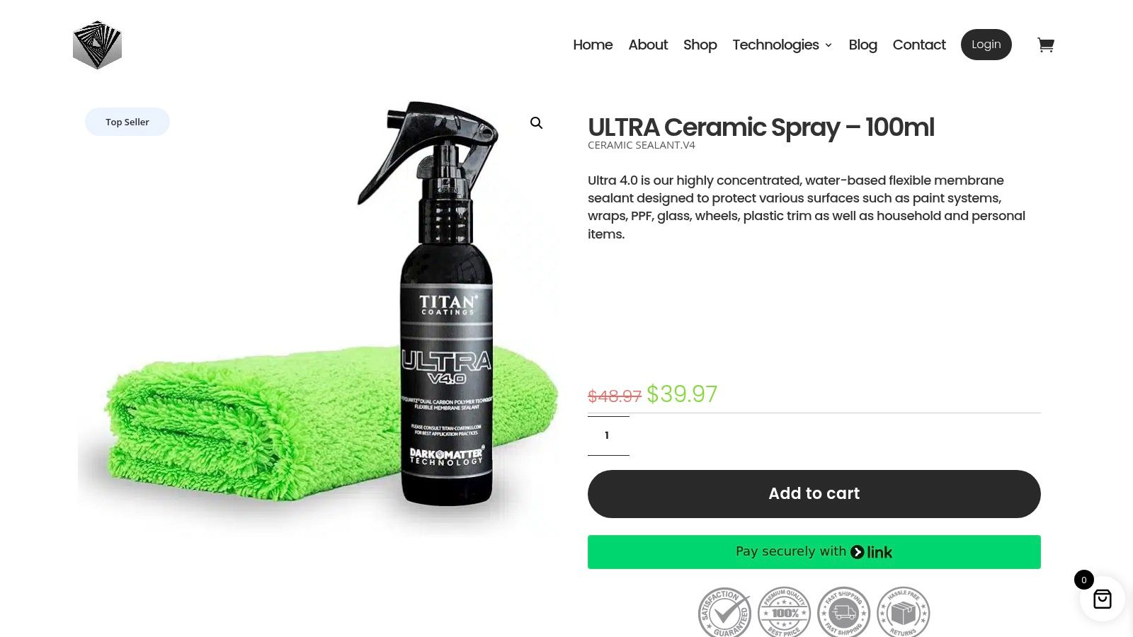 Screenshot from https://titancoatings.us/product/ultra-ceramic-spray/