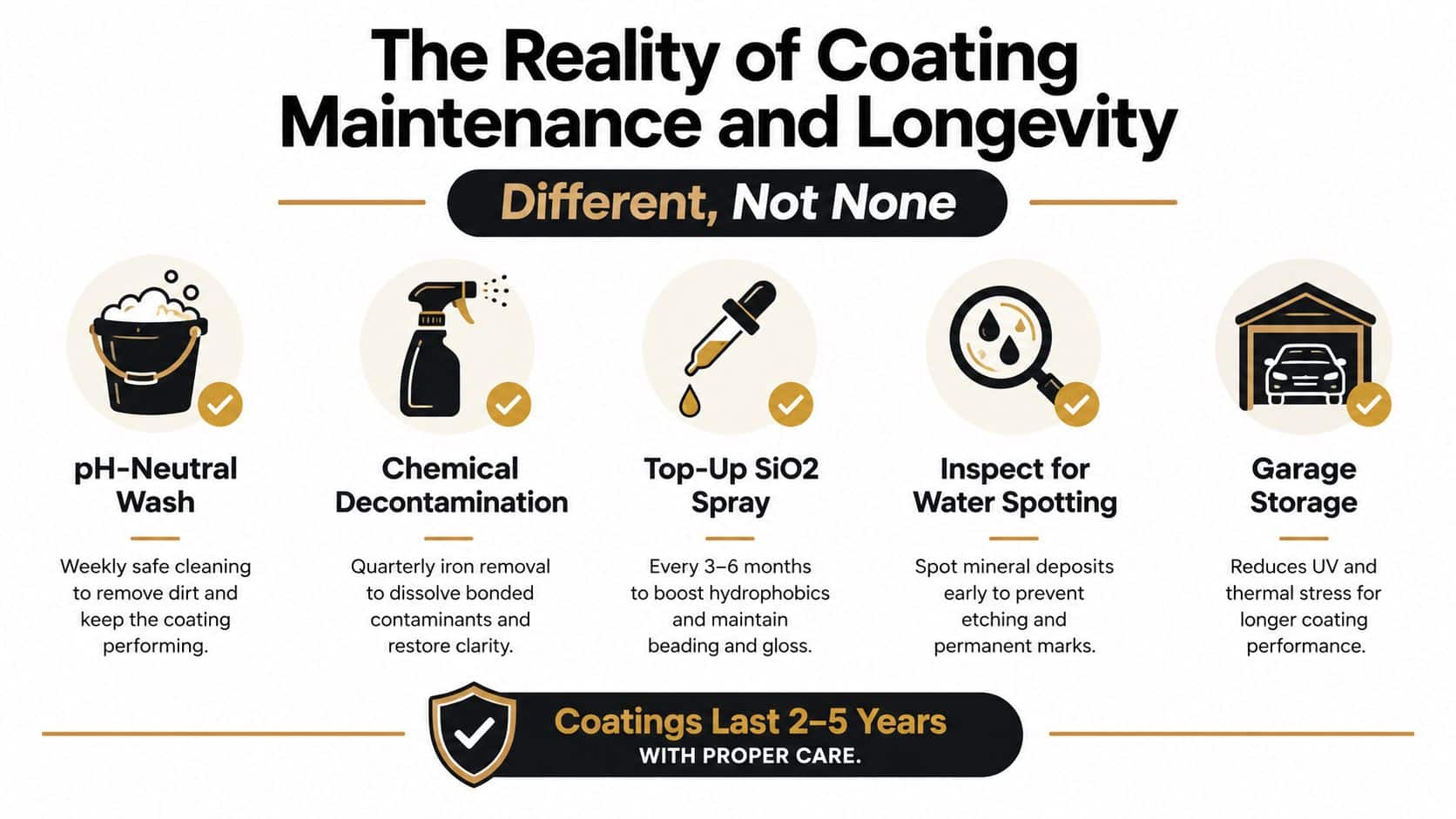 An infographic detailing essential maintenance steps to ensure the longevity of automotive paint protection coatings.